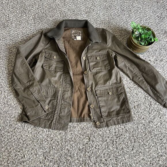 J Crew Coat Washed And Aged Utility Jacket Womans S Brown Waxed Coated - Picture 5 of 5